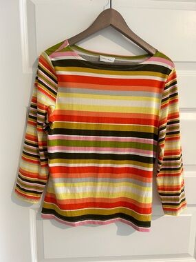 Peter Hahn Striped Top Orange Yellow Multi Size 10 US 40 DE